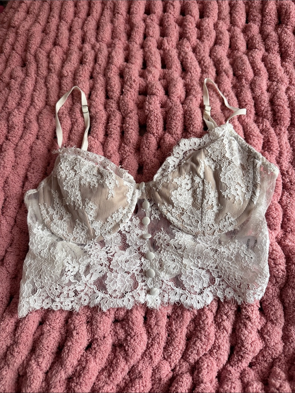 White Fox Boutique Dusty Pink Lace Longline Bralette